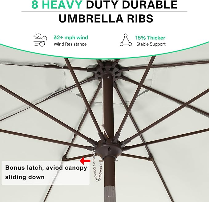 ABCCANOPY 10ft Scalloped Patio Umbrella, Outdoor Table Umbrella with Tilt and Crank, Fiberglass Ribs Deck Umbrella for Patio, Pool, Garden, Picnic (Light Beige)