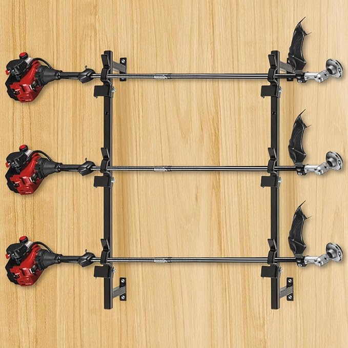 Weed Eater Rack Trimmer Racks for Enclosed Trailers 3 Place Landscape Trimmer Edger Locking Holder for Enclosed Trailers & Walls Steel Landscape Truck Holder Lawn Equipment Accessories