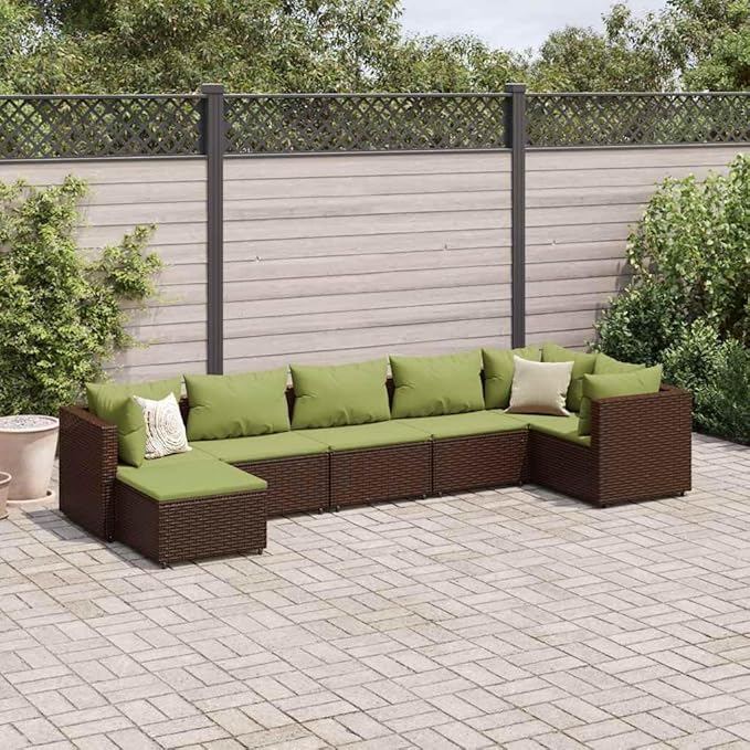 Outdoor Seating Furniture,Outdoor Conversation Sets,7 Piece Patio Lounge Set with Cushions Brown Poly RattanSuitable for Patio, Garden, Gazebo Low