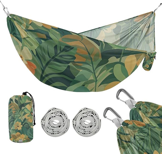 Green Summer Hawaiian Flowers 330lb Capacity Hammocks for Camping Cloth Hammock for Indoor Outdoor Patio hamaca para adultos