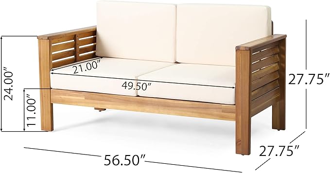 Christopher Knight Home Louver Chat Set, Teak + Cream
