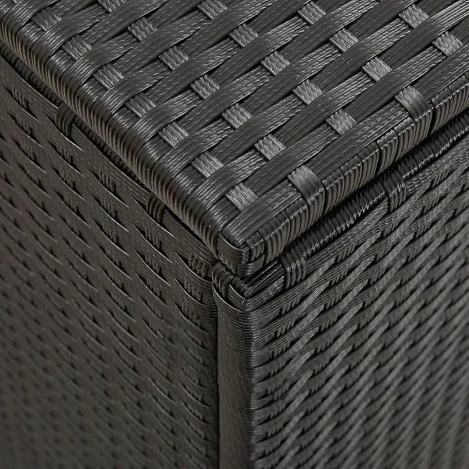 Wicker Patio Storage Box with PE Liner, Patio PE Rattan Storage Container, Outdoor Storage Box for Cushions, and Garden Tools, Poly Rattan 78.7"x19.6"x23.6" Black,-896