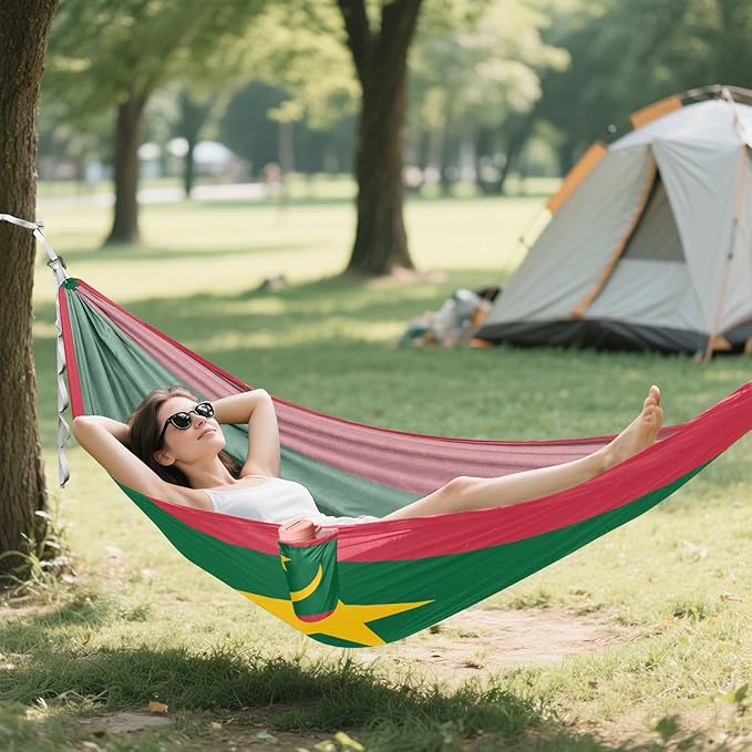National Flag of Mauritania Hammocks with Portabl Carry Bag Backyard Hammock for Indoor Outdoor Patio