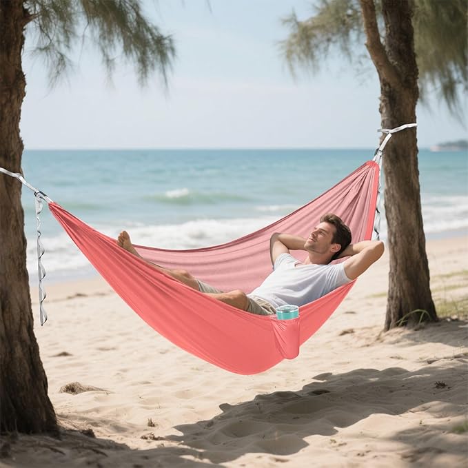 Watermelon Red 330lb Capacity Camping Hammocks with Hanging Rope Hanging Hammock for Outside Patio Garden hamacas para adultos con soporte