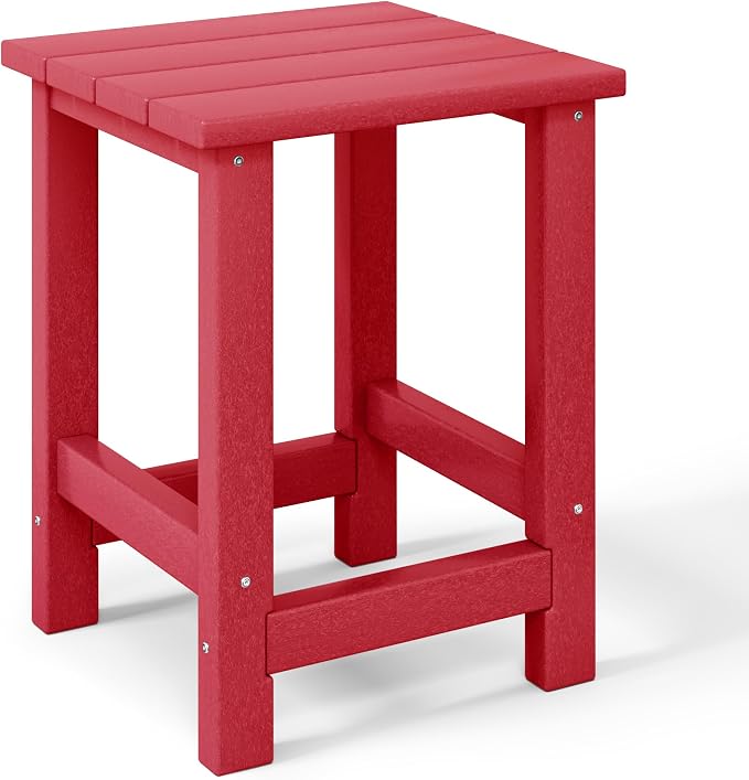 WestinTrends Malibu Kids Outdoor Patio Furniture HDPE Adirondack Square Side Table, Red