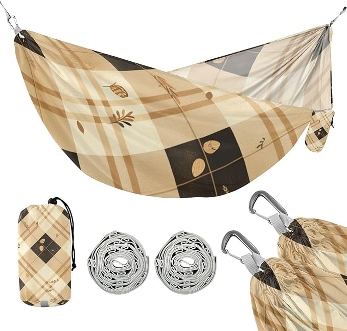 Brown and Black Checkerboard 330lb Capacity Outdoor Hammock with Portabl Carry Bag Portable Hammock for Outside Patio Backyard Poolside amacas para patios con Base de adultos