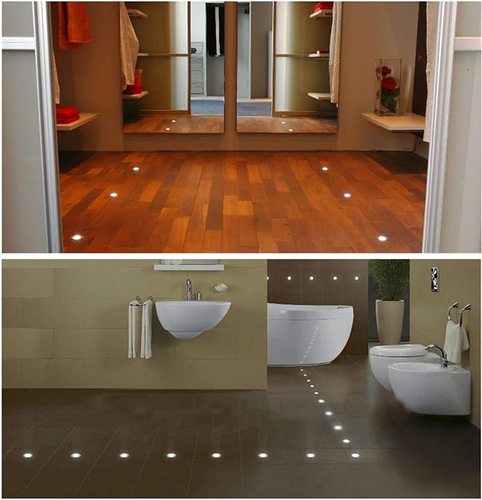 Φ0.7 Tiny LED Deck Lighting Kit, 0.4W Low Voltage Decking Stairs Light Stainless Steel Waterproof Recessed Wood Garden Yard Patio Decor Lamp Outdoor LED Lighting, 7Lm Cool White Pack of 30