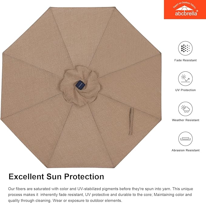 ABCCANOPY OLEFIN® 5-Year No Fading Patio Umbrella with Solar Lights (Land)