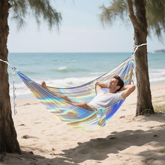 Neon Colored Acid Abstract 330lb Capacity Camping Hammock with Hanging Rope Hanging Hammock for Indoor Outdoor Patio Base para hamacas