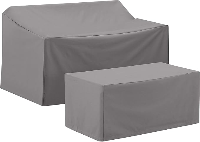 Crosley Furniture Patio Furniture Covers, Waterproof 2-Piece Cover Set for Outdoor Coffee Table, Loveseat, Gray