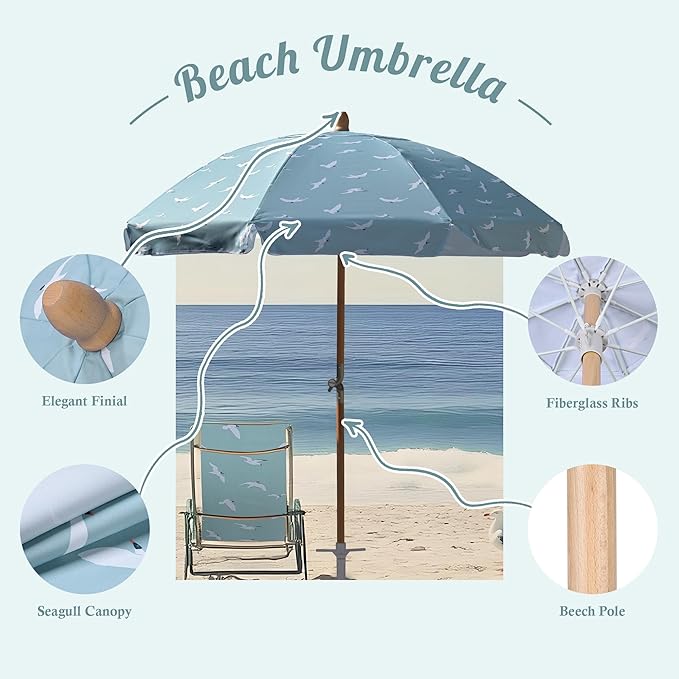 LAGarden Fringe Patio Umbrella with Carry Bag & Cover Vintage Wood for Event Outdoor Garden Yard Wedding Bistro Table