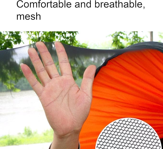 Portable Polyester Hammock Multifunctional Mesh Outdoor Camping Portable Large Space Tree Hanging Hammock Comfortable(Green)