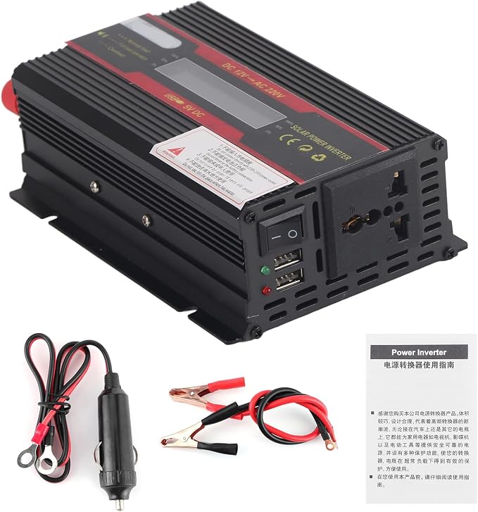 KIMISS Car Power Inverter DC 12V to AC 3000W Peak Power Inverter Pure Sine Inverter Convertitore with LCD Display for TVs, DVD Players, Lights, Smartphones, Laptops