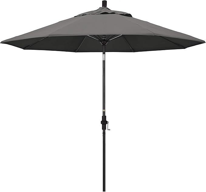 California Umbrella 9' Round Crank Lift, Collar Tilt, Aluminum Pole, Fiberglass Rib Patio Umbrella,