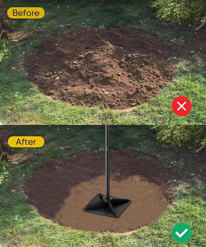 10" x 10" Heavy Duty Steel Tamper with 44.7 inch Adjustable Handle & Rubber Grip, Thickened Steel Garden Dirt Tamper Tool for Ground & Gravel Leveling, Soil Tamper for Yard, Sand, Driveway