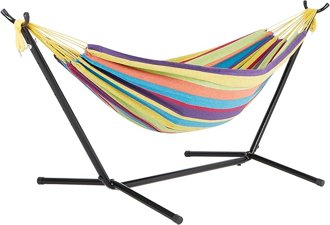 Bliss Hammocks 60'' Wide Hammock & Built-in Stand w/Carrying Case & Hanging Hardware Indoor, Outdoor, Poolside, Patio, Backyard Heavy Duty, Strong & Durable 400 Lbs Capacity (BHST-401-CS)