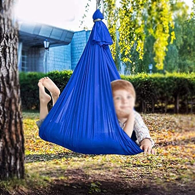 Kids Therapy Swing for Indoor Outdoor Hanging Hammock Elastic Cuddle Swing Up to 200kg for Children Sensory Integration (Color : Light Purple, Size : 100 x 280 cm)