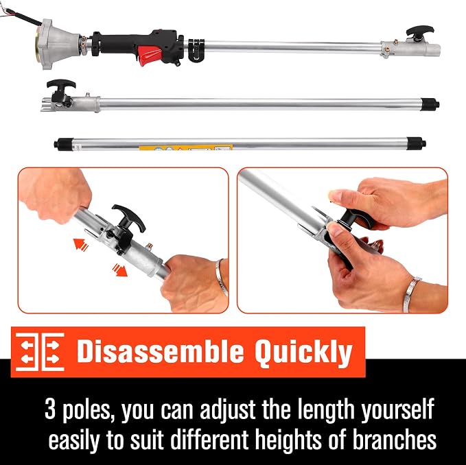 Pole Saws Gas Powered - 58CC 2 Cycle 16 Foot Extendable Pole Saws for Tree Trimming Branch Cutting, Upgraded Gas Pole Saws 2023（US Stocks)