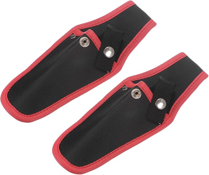 M METERXITY 2-Pack Garden Pruner Sheath, Portable Canvas Pruning Shears Sheath Plier Holder for Belt, Garden Scissors Case for Hand Pruner/Garden Shears/Clippers [Red-Black]