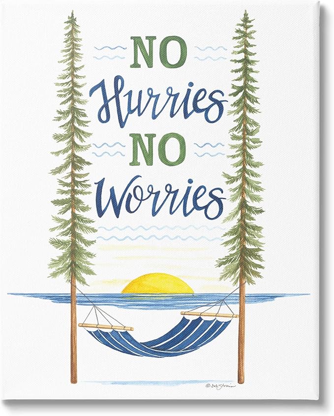 Stupell Industries No Hurries Worries Hammock Scene Canvas Wall Art, Design by Deb Strain