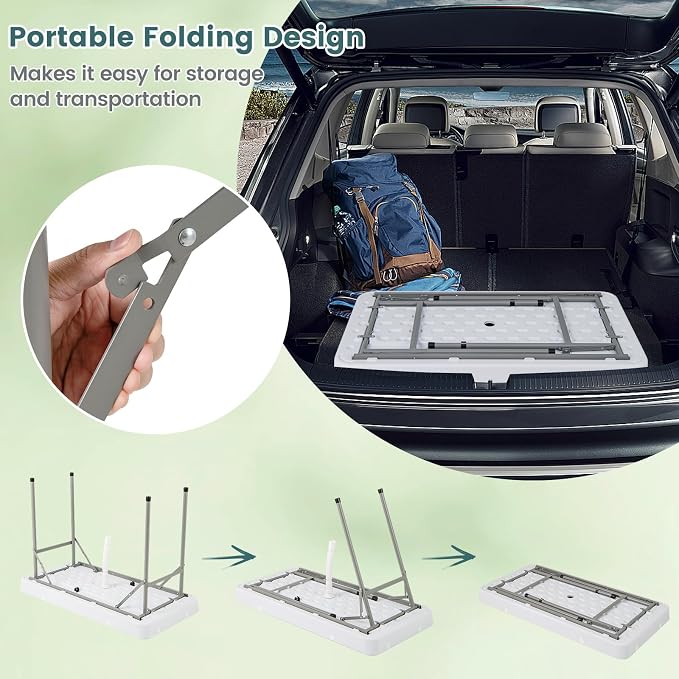 S AFSTAR Folding Ice Table, Ice Cooler with Matching Skirt, Drain Plug, Hose & Foldable Bucket, Portable Bin Table for Picnic, Tailgate Party, Wedding, Camping