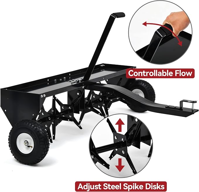 YITAMOTOR 40" Tow Behind Lawn Plug Aerator with Universal Hitch; Designed to Pull Behind Lawn & Garden Tractors