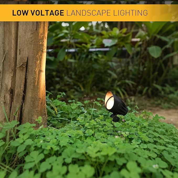 GOLDEN STAR Low Voltage Landscape Lights - 5W 400LM High-Intensity Spotlights, 12V AC Cast Aluminum Flood Lights, 2700K Warm White, Replaceable MR16 LED Bulb, with Corrosion-Proof Stakes