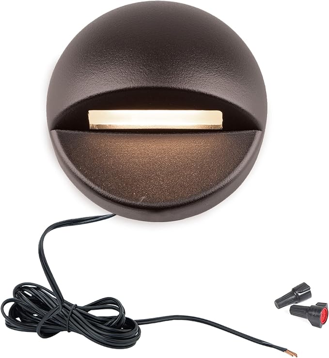 WAC Landscape Lighting, Round LED 12V Deck and Patio Light 3000K Warm Built-in LED in Solid Brass Coated with Bronze