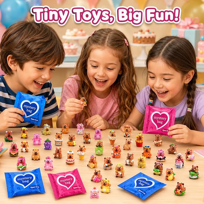 50 PCS Mystery Bag Mini Resin Capybara Blind Bags, Cute Glow in The Dark & Regular Capybara Figurines Surprise Box Toys for Kids, Tiny Collectible Party Favors, Cake Toppers, Phone Case Charms