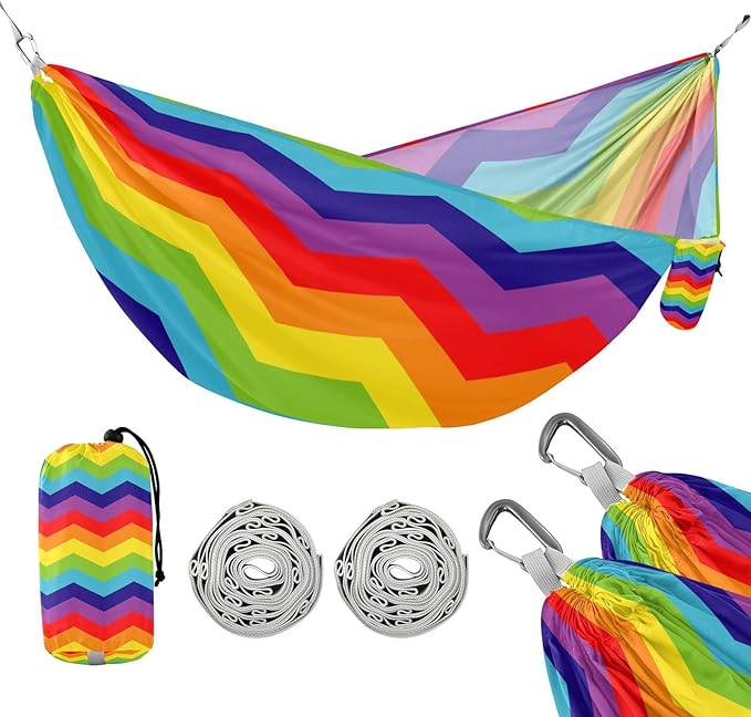 Rainbow Digital Papers 330lb Capacity Hammocks with Tree Straps Indoor Hammock for Camping & Hiking Essential hamaca para adultos
