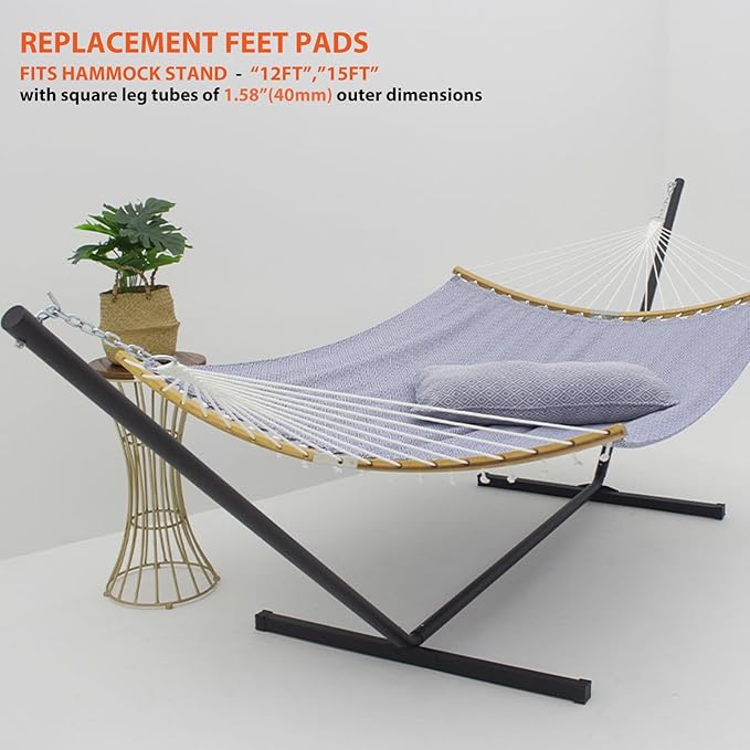Hammock Stand Feet Caps Replacement - Fits 1.58" (40mm) Square Leg Tubes Durable Plastic End Caps to Protect Metal Hammock Frame, Black (Set of 4)