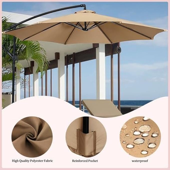 Patio Umbrella Replacement Canopy, 8 Arm Umbrella Replacement Cover, 6.5/7.5/8.2/9/10/11.5/13 Feet, Suitable For Patio