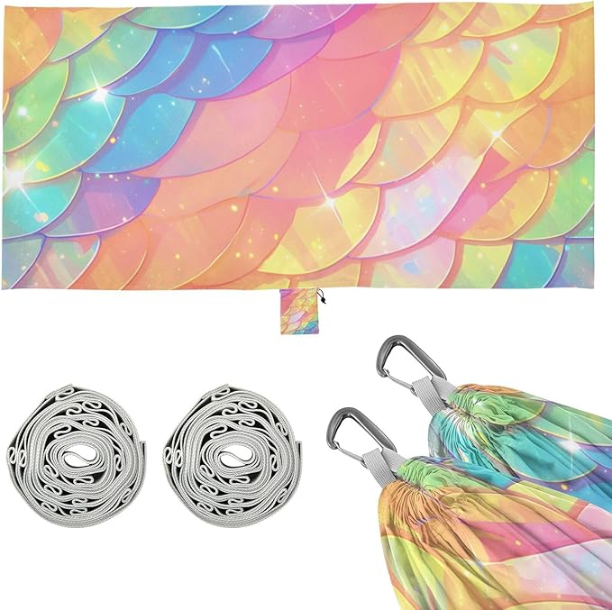 Rainbow Dragon Scales Glittering 330lb Capacity Camping Hammocks Portable Hammock for Outside Beach Patio Garden hamaca para acampar