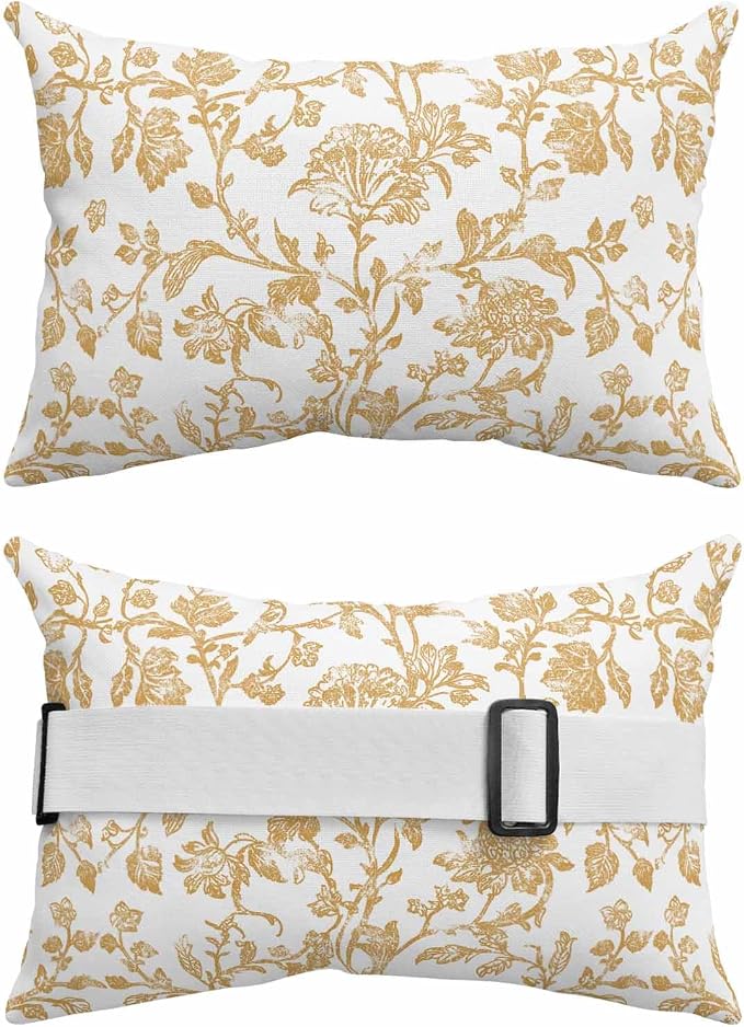 Pack of 4 Outdoor Lumbar Pillow Covers 11x16 Inch, Orange Flower Waterproof Throw Pillow Covers Set, Vintage Farmhouse Boho Leaf Spring Plant Indoor&Outdoor Cushion Cases for Patio Porch Beach