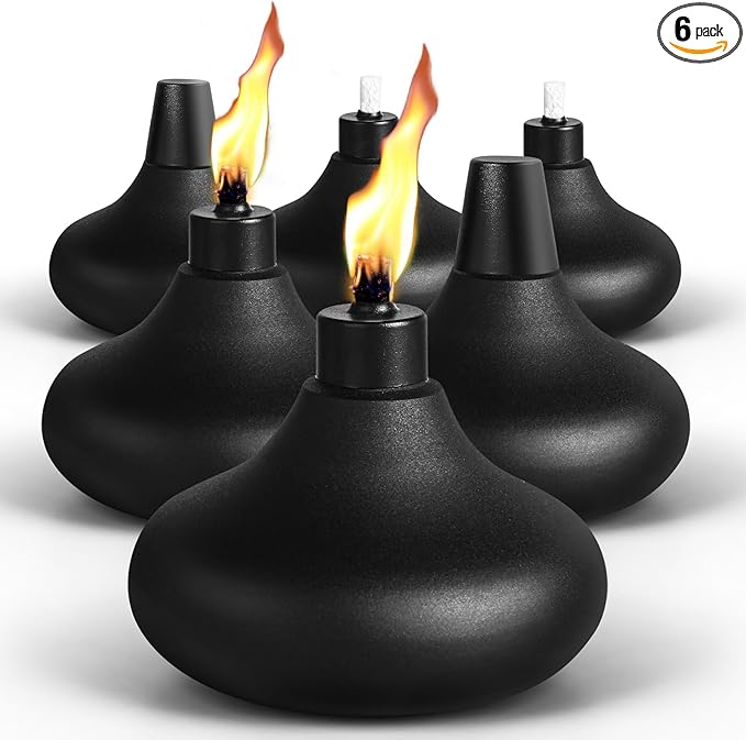 6 Pack Metal Table Top Torches, 24.5oz Citronella Torches for Outside, Refillable Flame Light Torch, Decorative Tabletop Lantern for Yard, Patio, Deck, Garden, Party, Landscape