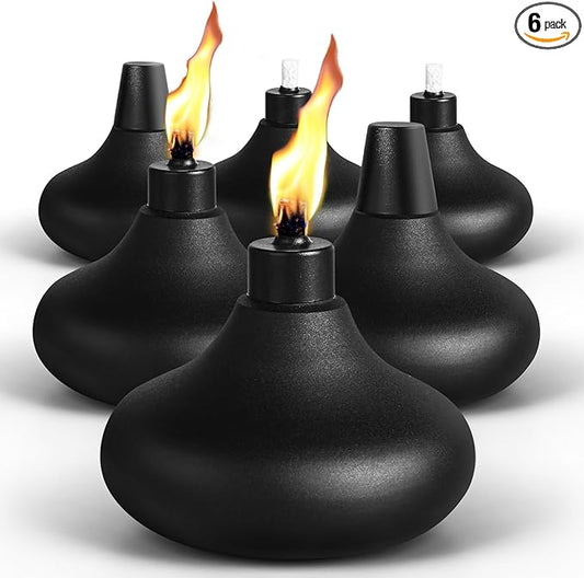 6 Pack Metal Table Top Torches, 24.5oz Citronella Torches for Outside, Refillable Flame Light Torch, Decorative Tabletop Lantern for Yard, Patio, Deck, Garden, Party, Landscape
