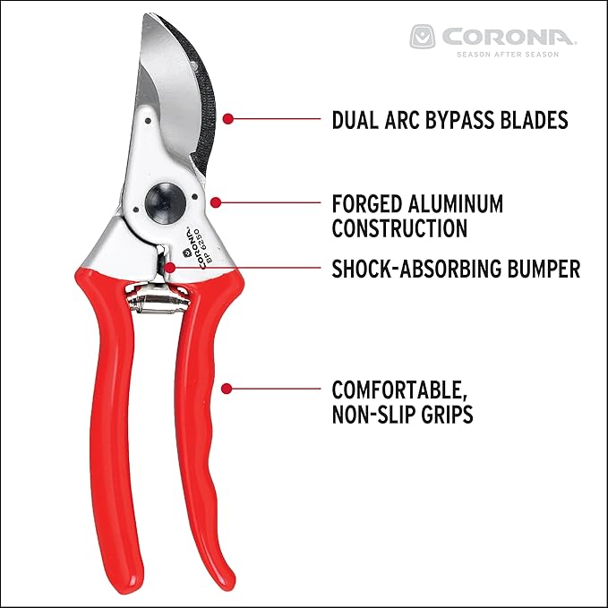 Corona Tools BP 6250 MAXFORGED Aluminum Bypass Pruner, 1-Inch Cut Capacity, Professional Hand Pruning Shears with Replaceable Steel Blade & Non-Slip Comfort Grip
