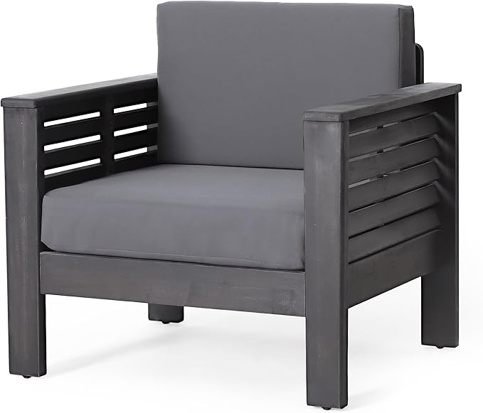 Merax 2 Pcs Outdoor Acacia Wood Club Chairs Patio Conversation Set with Cushions