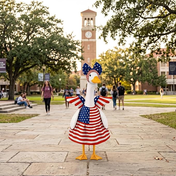 STONESTAR 4th of July Porch Goose Outfits for 23" H Lawn Statue, Patriotic Porch Geese Outfit Clothes with Wing Goose Costume for Independence Day & Memorial Day Outdoor Garden Yard Patio Decor