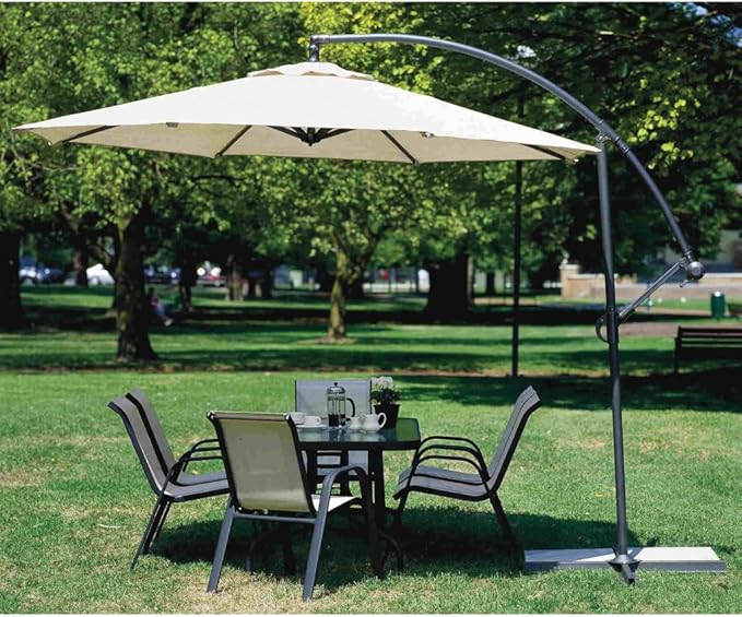 Coolaroo 90% UV Block Adjustable Freestanding Cantilever Umbrella with Two Position Tilt, 10' Round