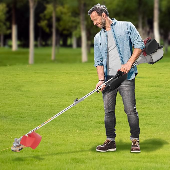 Weed Wacker, 35.88cc 4 Stroke Gasoline Engine Lawn Edge Grass Trimmer 2 Blade Cordless Gas Weed Eater Trimmer Brush Cutter 8500RPM for Agriculture, Gardens Family Lawn Mowing
