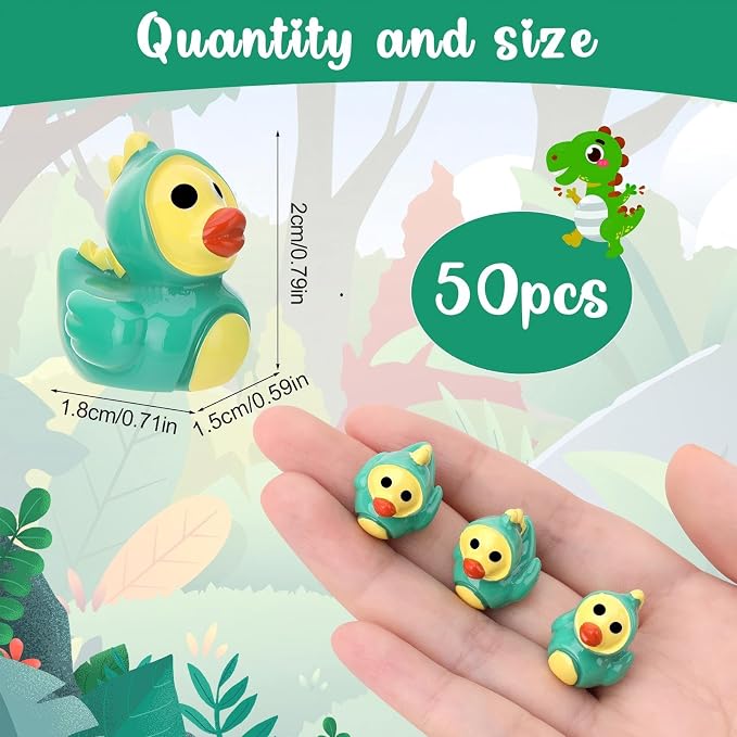 30 Pcs Dinosaur Ducks, Mini Dinosaur Resin Ducks Bulk, Cute Toy Figures for Birthday Party Favors Landscape Decorations (Dinosaurs Duck)