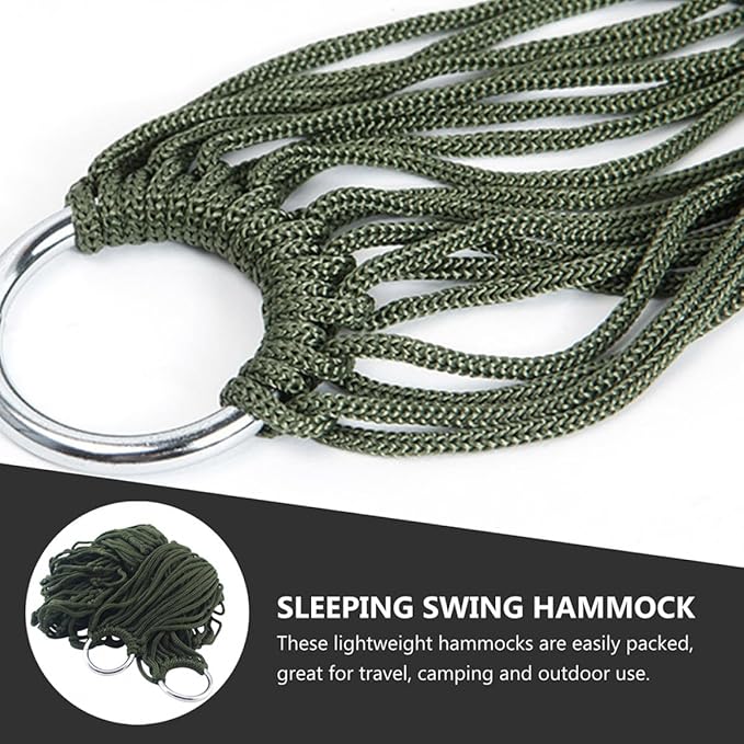 2pcs Nylon Rope Mesh Hammocks Outdoor Hanging Beds Camping Sleeping Swings Portable Lightweight for Backyard Patio Garden Use Random Color