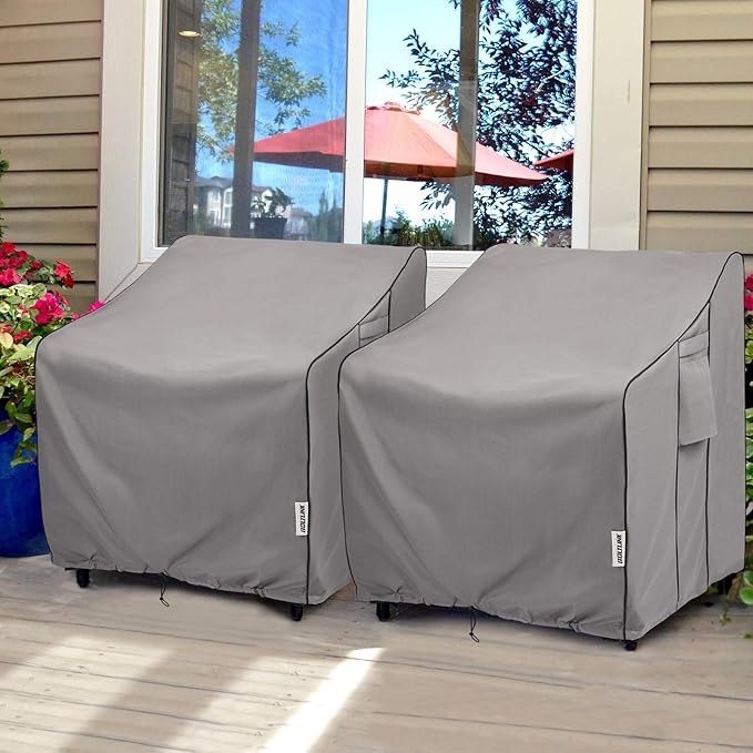 Outdoor Chair Covers Waterproof 2 Pack, Heavy Duty 600D Oxford Fabric with UV Protection, Adjustable Straps & Air Vents, Fits 35"W x 38"D x 31"H Inches Patio Armchairs, Garden Furniture