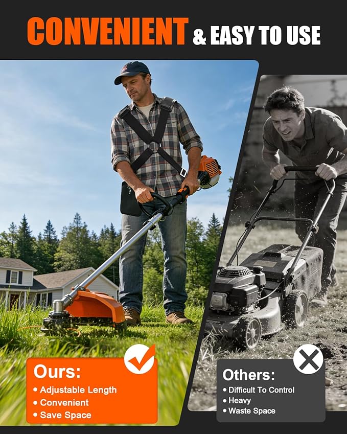 NEO-TEC 52CC 2-Stroke Gas Powered 5-in-1 Multi-Functional Weed Eater & Trimmer Combo Kit - Includes Grass Trimmer, Brush Cutter, Hedge Trimmer, Pole Saw, Blade, Extension Rod for Lawn Landscaping