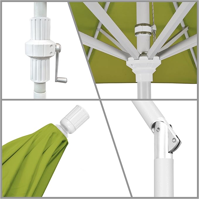 California Umbrella 7.5' Rd. Aluminum Patio Umbrella, Crank Lift, Collar Tilt, White