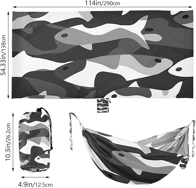 Black and White Military Salmon 330lb Capacity Hammocks with Hanging Rope Indoor Hammock for Patio Backyard Lounge Base hamacas para Deck