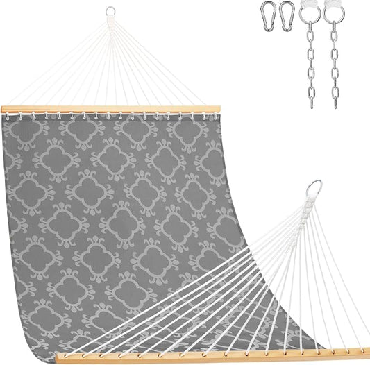 Lazy Daze Hammocks Quick Dry Hammock with Spreader Bar Textliene Fabric Double 2 Person Hammock with Chains Outdoor Patio Poolside Backyard Beach 450 lbs Capacity, Four Leaf Clover