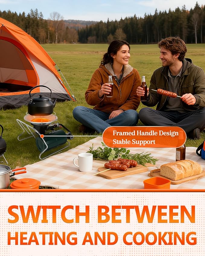 Breeze Touch 15,000 BTU Multi-Use Propane Outdoor Heater with Framed Handle, Tank Top Propane Radiant Heater with 3 Heating Modes for Camping, Fishing, Hunting, Tent, Patio