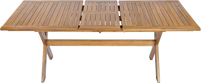 Christopher Knight Home Rolyn 7 Piece Acacia Wood Outdoor Dining Table Set for 6, Extendable Dining Table And 6 Chairs With Cushion & Rope Design, Wooden Outdoor Patio Furniture Set, Cream+Teak+ Black